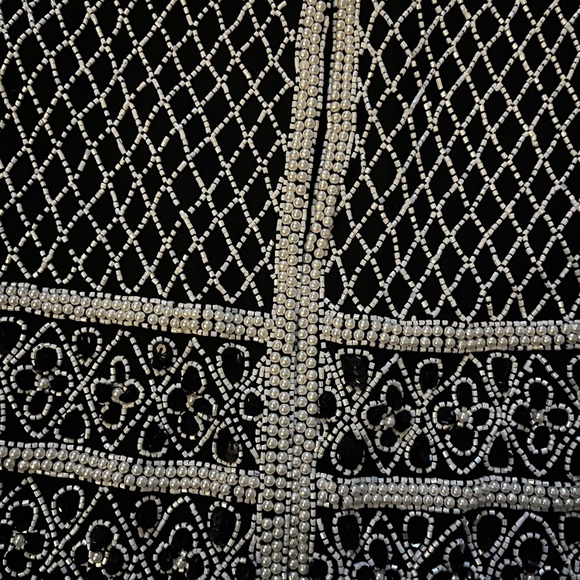 Melanie Lyne beaded top jacket black white100%pure silk outer statement piece - Picture 4 of 16